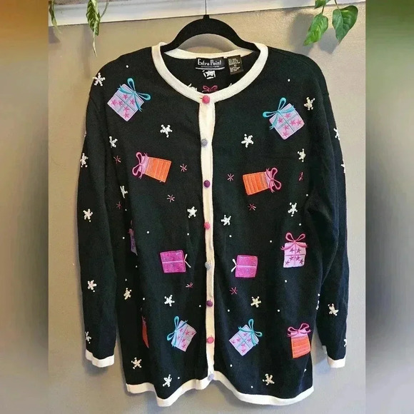 Extra Point by Reference Point Christmas Holiday Cardigan Sweater Plus Size (3x) - Picture 1 of 4